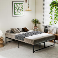 HOMCOM Marco de Cama Doble 135x190 cm con Patas de 35 cm Estructura de Cama Matrimonio con Espacio Bajo de Almacenamiento Negro - details 1
