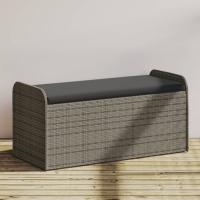 vidaXL Banco de almacenaje y cojín ratán sintético 115x51x52 cm en color Marrón/Negro/Gris | acolchados duraderos para sofás de jardín terraza exterior - details 2