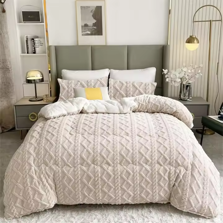 Edredón Borrego 180 x 260c m/240 x 260 cm para Cama Individual o Matrimonio con funda para almohada, Edredón Nódico Invierno Cálido y Suave con Relleno de Micro Fibra Poliéster, Edredón Reversible Franela y Sherpa - 1