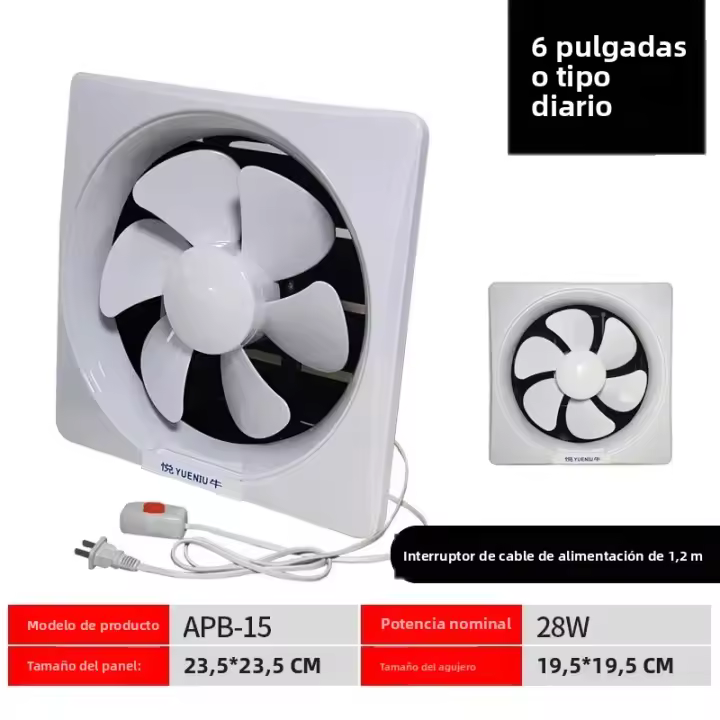 Ventilador De Exhauscción Silencioso Y Potente Para Cocina Y Baño 6/8/10 Pulgadas Ventilación De Pared Para El Hogar Y Ventilador De Ventana - 1