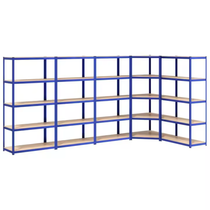 vidaXL 5x Estantería 5 Niveles Acero Madera Contrachapada Mueble Color Plateado,  Antracita,  Azul y mas - 1
