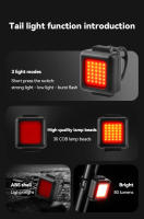 Luz De Bicicleta Frontal Y Trasera USB Recargable COB LED Impermeable IPX 5 Para MTB Con Luz De Cabeza Y Advertencia - details 2