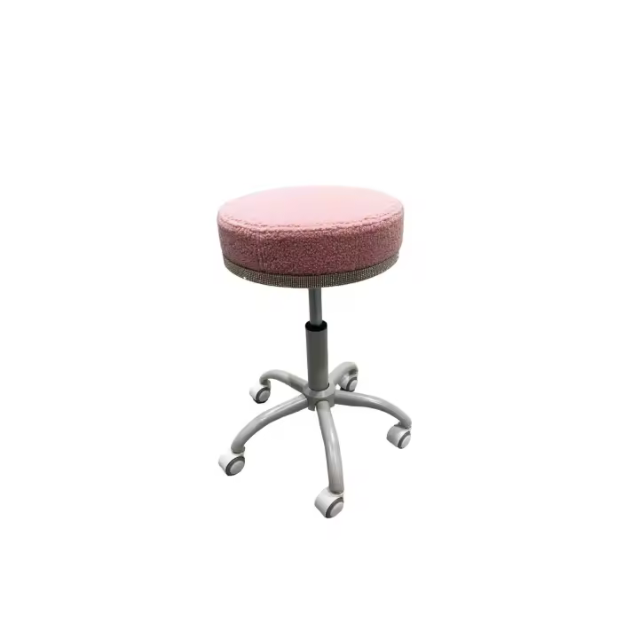 TABURETE CON RUEDAS ,ALTURA AJUSTABLE 43 A 57 CM,CON 5 RUEDAS GIRATORIAS,SILLA GIRATORIA DE 360° TABURETE DE ROLLITO CON COJIN DE TARCIOPELO DE PELUCHE Y  GIRATORIO CON RUEDAS PARA SALON , MASAJE ,CLINICA, BAR , OFICINA ,MANICURA ,TIENDA DE DATUAJE - 1