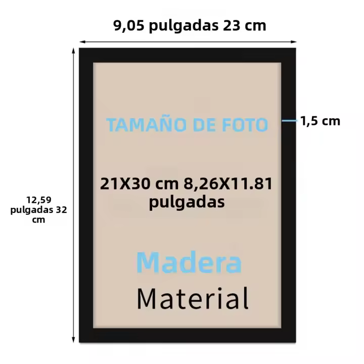 Marco De Fotos Madera Negra Y Blanco 21x30cm 9"x11" A4 Para Pinturas Y Posters Soporte Para Decoración De Cuadros - 1