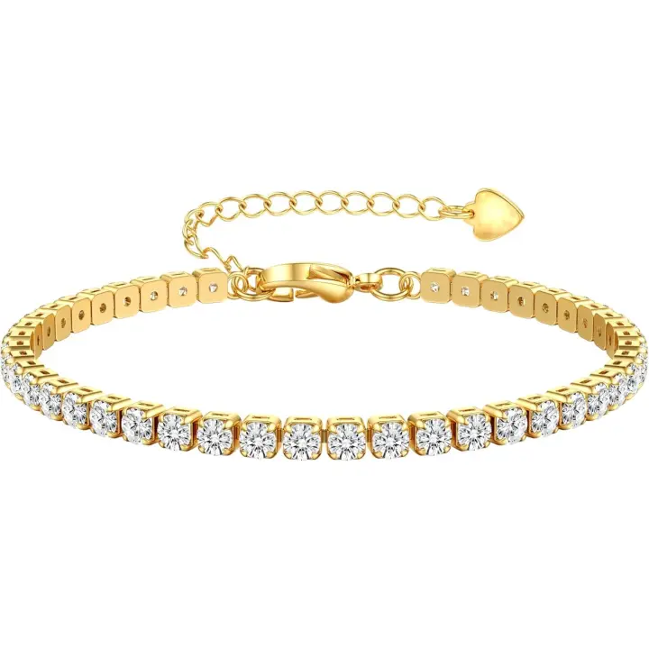 Pulsera Mujer Plata/Oro Ajustable Pulseras Tenis Zirconia 3/4/5MM Para Regalo Mujer Niña - 1
