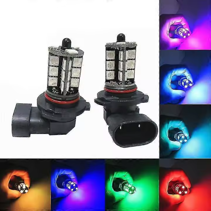 Bombilla RGB para faros delanteros de coche - 2 LED H11 H8 H9 5050 27 SMD - Control remoto - 1