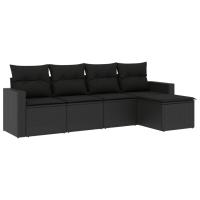 vidaXL Set comedor de jardín 5 piezas y cojines ratán sintético Negro, Negro y crema, Marrón y crema Conjunto Terraza Muebles Jardín Exterior Juego de Muebles de jardín Mueble Jardín Exterior Muebles de Salon Exterior - details 1