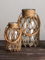Vaso De Cristal Rustico Colgante Con Correa De Malla Para Flores Secas Decoración De Hogar Para Sala De Estar Y Mesas Transparente Boho Vintage - details 3