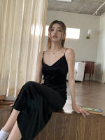 Vestido Largo Sin Mangas De Terciopelo Negro Vintage Para Mujer REALEFT Otoño Invierno Estilo Vintage Cuello En V Ajuste Suave - details 12
