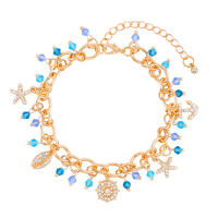 Encanto Pulsera popular con colgante de ancla y estrella de mar de aleación estilo vacaciones oceánicas para damas - details 0