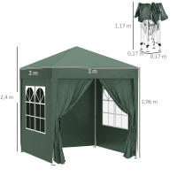 Outsunny Carpa Plegable 2x2 m Cenador de Jardín con 4 Paredes Laterales Tela Oxford 2 Puertas 2 Ventanas y Bolsa de Transporte para Exterior Terraza Camping Fiestas - details 2