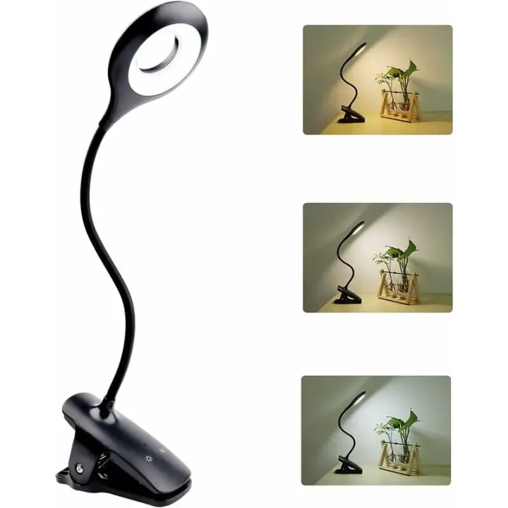 SOMY Lámpara de Clip, Lámpara de Lectura con Clip y Atenuación Ajustable, Lámpara de Mesita de Noche USB Táctil con Clip para Lámpara de Clip para Niños - 1