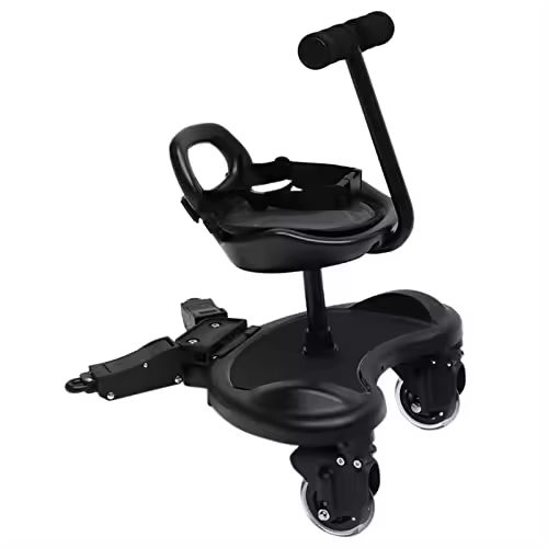 Tabla para cochecito universal con asiento tipo sillín y plataforma de pie, tabla para cochecito de doble uso con asiento desmontable y tabla de pie para diferentes modelos de cochecitos, soporta hasta 55 libras de 2 a 5 años - 1
