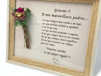 Regalo para los padres madre marco con mensaje y ramo de flores naturales preservadas y secas detalle para bodas aniversario día de la madre marco de madera con mensaje de agradecimento a nuestra madre padres - details 2