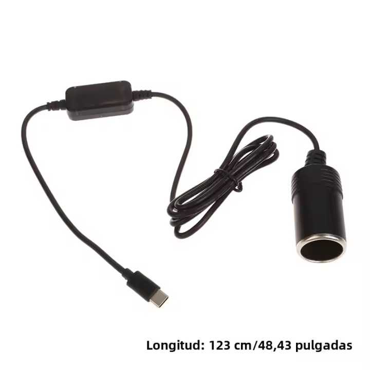 Adaptador Convertidor USB C a Enchufe De Coche 12V Hembra Para Limpiaparabrisas Y Aspiradoras Compatible Con Mainland China - 1