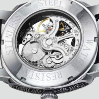 Reloj Mecánico Para Hombre Estilo Casual Sencillo Y Atmosferico Con Luz Luminosa Hueca Resistente Al Agua Dial Romano Material De La Correa Aleación - details 3