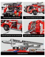 MOC Technical City Ladder Firetruck Building Blocks Set Policiales Con Camión De Agua Para Niños Juguetes De Bloques De Construcción - details 4