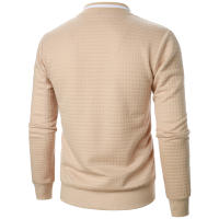 Chaqueta De Manga Larga Para Hombre Con Cuello Erguido Y Cremallera Estilo Casual Chaqueta De Patoche Con Patrón Cuadriculado - details 3