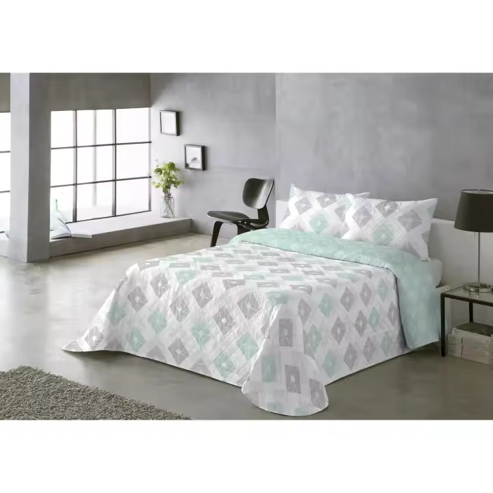 Colcha Doble Cara  Primavera Verano - Estampado Botánico con Tallos Lavanda y Flores en Relieve｜Tallos Lavanda Cama 90,  135 y 150 , Incluye 1-2 Fundas de Almohada Botánicas ,Poliéster Suave Antipilling y Secado Rápido - 1