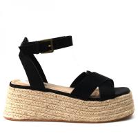 Sandalia plataforma mujer esparto Corina negro efecto coco - details 1