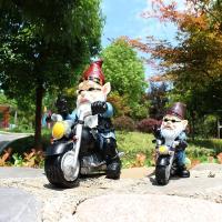 1PCS Gnome Dwarf De Resina Para Jardín Decoración De Hogar Hombre Viejo En Motocicleta Estatua Adornos De Jardinería - details 2