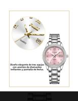 Reloj De Pulsera De Cuarzo Elegante Para Mujer POSHI 990 Con Display De Fecha Y Estilo Casual Y De Negocios Bandeja De Acero Inoxidable Y Ventana De Cristal Hardlex - details 4