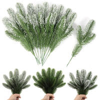 6Pcs/Pack Ramas De Pino Navideñas Artificiales Para Adornos De Casa Y Árbol De Navidad Decoración De Año Nuevo Blanco Y Verde - details 3