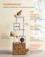 Árbol moderno para gatos de 185 cm con rascador y arenero, torre con plataformas y cojines lavables, greige o marrón rústico - details 7