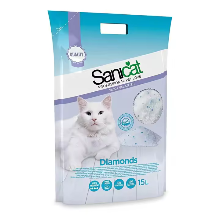 Sanicat Diamonds, Arena Absorbente de Gel de Sílice para Gatos, Sin Olor - 15 L, Blanco - 1