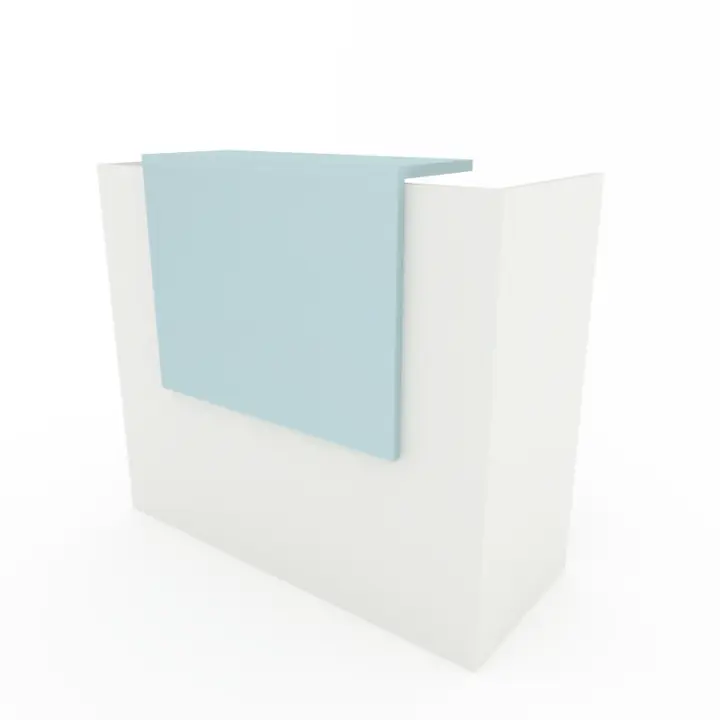 OFICIT Mostrador recepción Basic Colors de 120 cm de ancho con sobremostrador en color Pastel Blue. - 1
