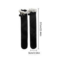 Calcetines Altos Invierno Cálidos Para Mujer Polo Ternos Gruesos Rayados Largo De Pierna Suave De Lana Y Poliéster Color Sólido - details 0