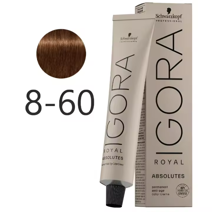 Schwarzkopf IGORA Royal Absolutes 8-60 Rubio Claro Chocolate Natural Cuidado del Cabello 60 ml - 1