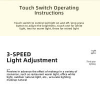 Espejo De Maquillaje Con Pantalla Táctil LED Plegable Y 3 Modos De Luz Recargable Por USB Color ABS Herramientas Cosméticas - details 5