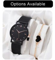 Reloj De Cuarzo Para Mujer 2PCS Set Negro Lujo Con Rhinestone Y Cristal Reloj De Pulsera De Moda Casual Con Cierre De Pulsera Material De La Correa De Silicona Y Caso Redondo - details 5