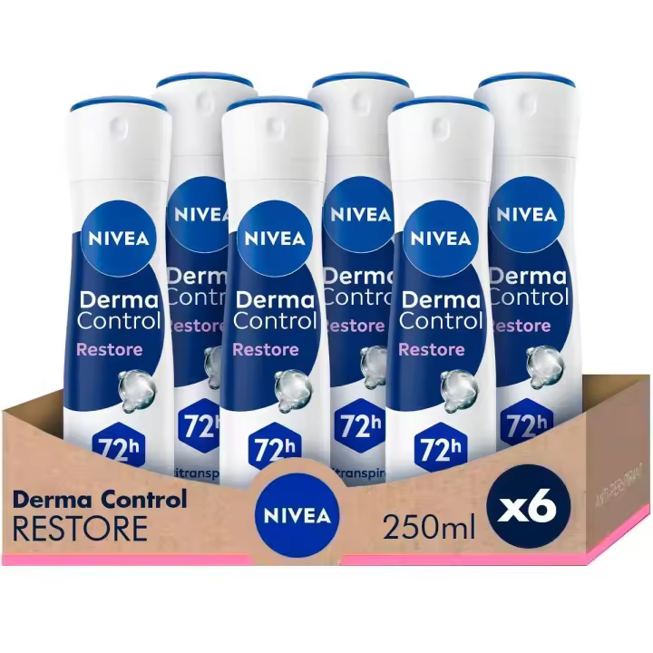 NIVEA Pack ahorro - Desodorante en spray Derma Control Restore 250ml x 6 unidades - 1