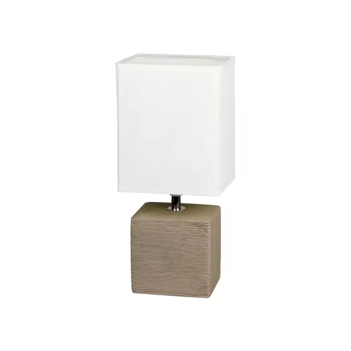 Lampara Mesa Ceramica Cacao E14 Tela ORLANDO  RABALUX - 1