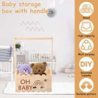 Caja De Baño Para Bebé De Madera Con Manija Cesta De Almacenamiento Multifuncional Para Niños Y Niñas Regalo Práctico Para Padres Nuevos - details 4