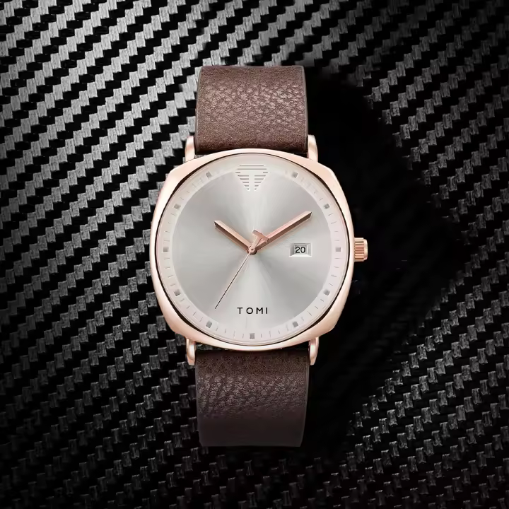 Reloj De Pulsera TOMI Para Hombres Minimalista Y De Moda Deportiva Con Calendario Y Material De Cuero Casual De Cuarzo - 1