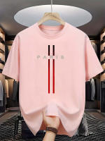 Camiseta De Algodón Puro 100% Para Hombre Estilo Casual Verano Cómoda Cuello Redondo Impreso Con Letras De París Manga Corta Top Transpirable - details 5