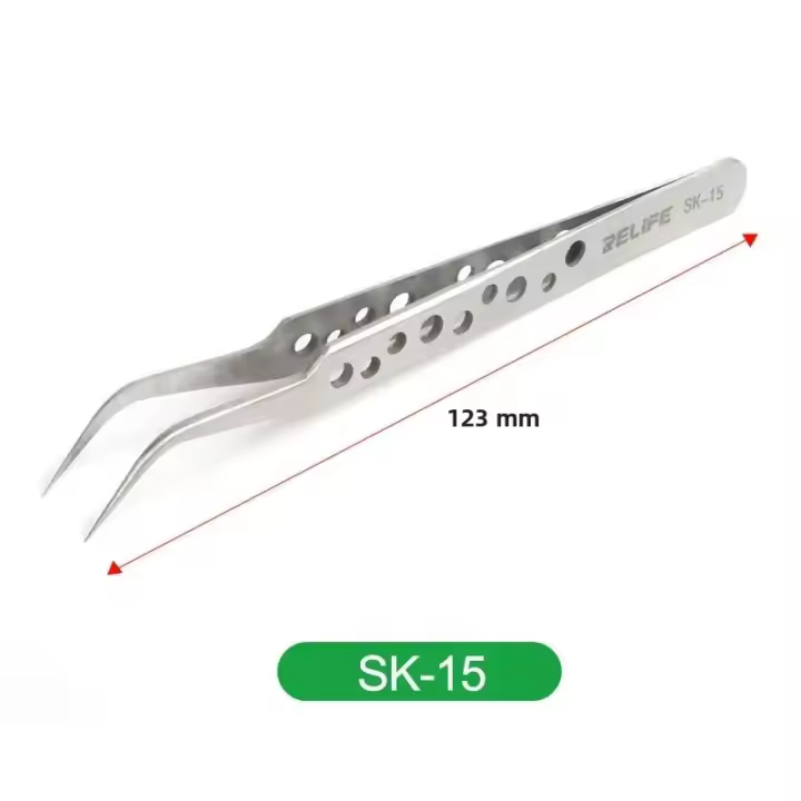 RELIFE SK-11 15 Aretes Industriales Antiestáticos De Acero Inoxidable Para Electrónica Herramientas De Reparación De Teléfonos Curva Y Recta - 1