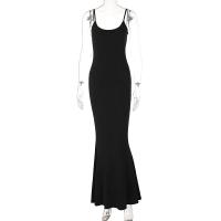 Vestido Largo Bodycon Negro Dulzura Para Mujer Verano 2025 Fiesta Club Noche Callejera Playa Basic High Street Sin Mangas Cuello Cuadrado Sin Decoración Polyester Spandex - details 36