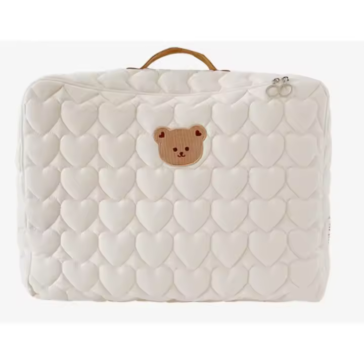 Bolsa de equipamiento de Algodón con borde y Cremallera de Amor ins2023, Bolsa Colgante para cochecito de Bebe, Bolsa para pañales - 1