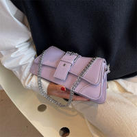 Bolso De Hombro PU Cuero Pequeño Para Mujer Color Sólido Con Cadena Vintage Lujo Monedero Bandolera De Moda Para Dama - details 0