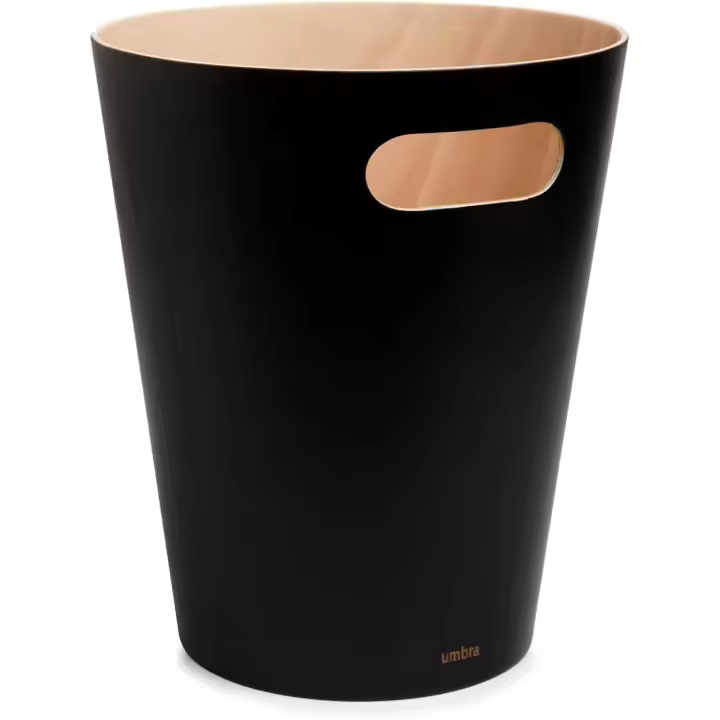 Papelera Madera natural tratada con acabado Negro - 1