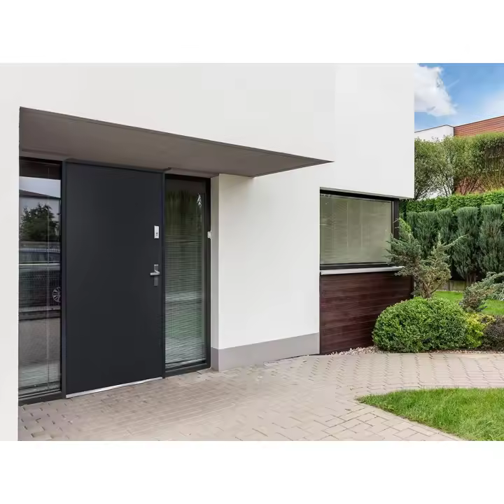 Vente-unique - Puerta de entrada de acero Alt. 207 x Ancho 100 cm antracita - se abre hacia la izquierda AGUEDA - 1