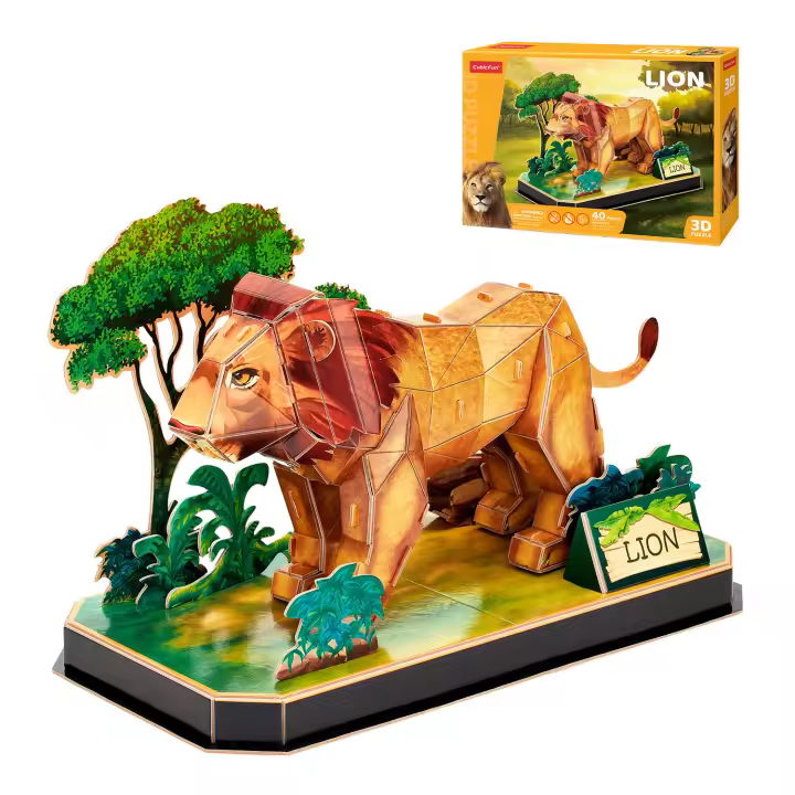 Puzzle 3D Niños León - Maquetas para Montar Niños Y Adultos | Puzzle 5 Años O Más | Puzzles 3D | 34 Piezas | Puzzle 3D Adultos | Regalos para Niños - 1