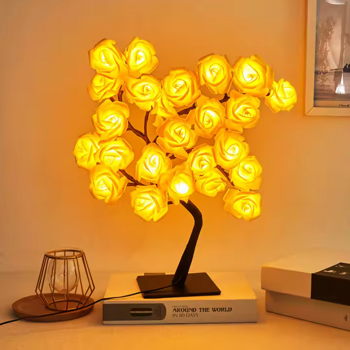 Lámpara De Mesa En Forma De Hoja De Rosas LED Con Luz De Navidad USB Decoración Para Fiesta Boda Dormitorio Regalo De Día De La Madre - 1