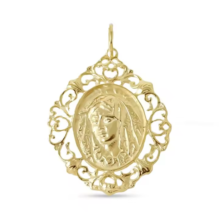 Esperanza Macarena de Sevilla Medalla Plata Ley 925m chapada oro 37 mm. cerco calado - 1