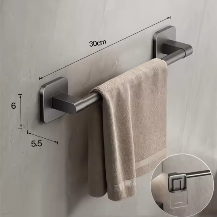 Soporte De Toalla De Baño Sin Perforar Estante De Pies De Baño Soporte De Mangle Para Cocina Y Baño Material Plástico Montaje Por Ensamblaje - 1