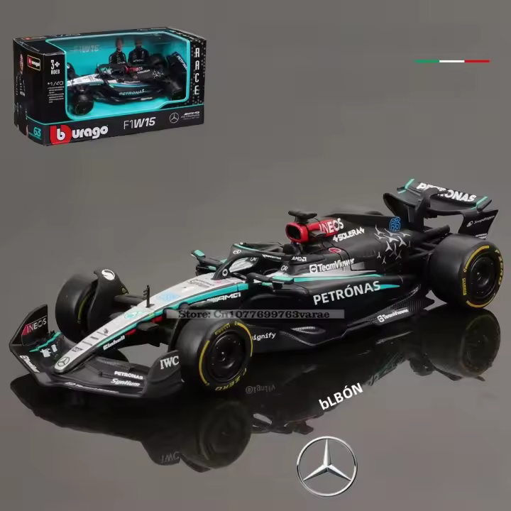 Modelo De Coche De Colección Bburago 1:43 Mercedes-AMG Petronas F1 Team W15 2024 #44 Hamilton #63 George Russell Aleación Die Cast Juguete - 1